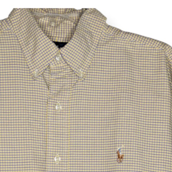 Ralph Lauren Button Down Gingham Blake Short Sleeve Shirt Size Large - Picture 1 of 9